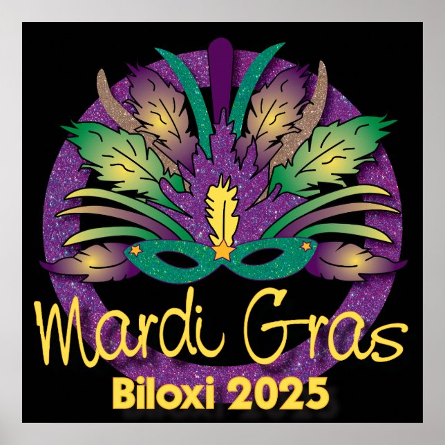 Mardi Gras Mask Poster - 2025 - Biloxi, MS (Frente)