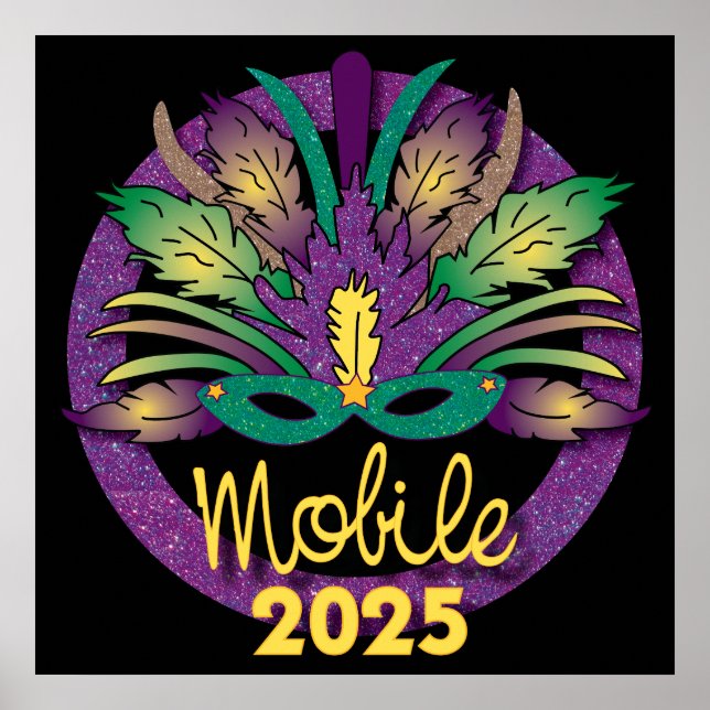 Mardi Gras Mask Poster - 2025 - Mobile (Frente)