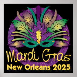 Mardi Gras Mask Poster - 2025 - Nova Orleans