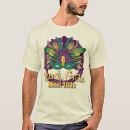Mardi Gras Mask T-shirt 2025 - Biloxi, MS (branco)