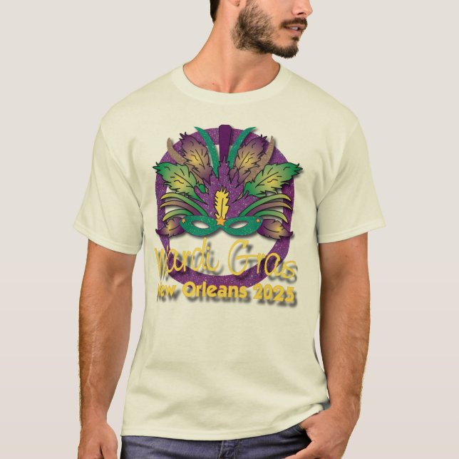 Mardi Gras Mask T-shirt 2025 - New Orleans (Frente)