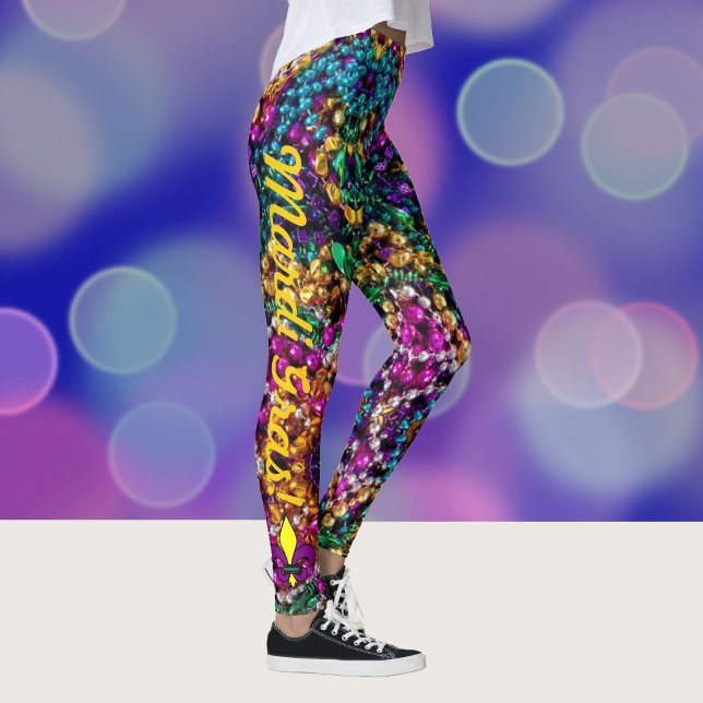 Mardi Gras Miçangas Calças de Leggings para Mulher (Criador carregado)