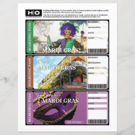 Mardi Gras Mock Ticket para Viagem e eventos
