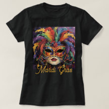 Mardi Gras Party Bonito T-shirt Mask Miçanga