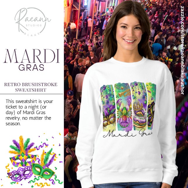 Mardi Gras Retro Camiseta de Manga Longa com Pince (Criador carregado)