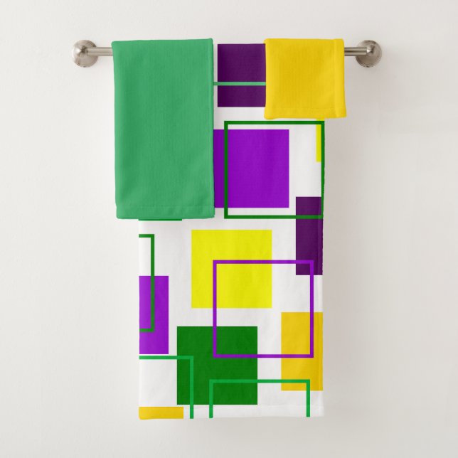 Mardi Gras Squares e Desenha Conjunto de Toalhas d (Insitu)