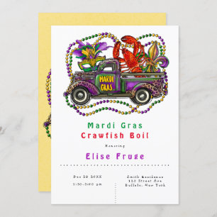 Mardi Gras Vintage Truck Crawfish Convite