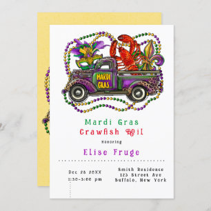 Mardi Gras Vintage Truck Crawfish Convite
