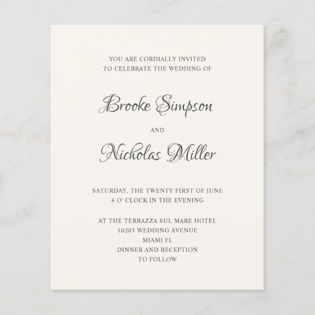 MARFIM | Baixo Custo Casamento Minimalista Elegant (Frente)