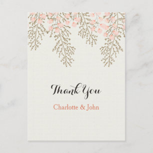 marfim blush gold floral Obrigado notas