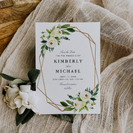 marfim branco floral geométrico salvar o cartão