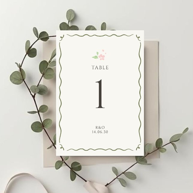 Marfim | Cartão de Número de Mesa de Casamento Flo (Criador carregado)