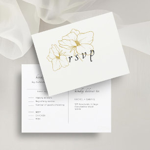 Marfim   Cartão postal de RSVP de Casamento Floral