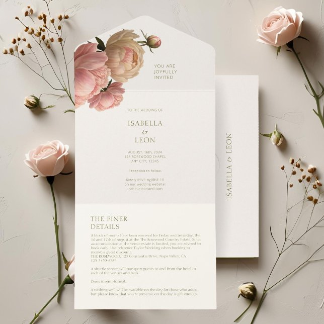 Marfim | Casamento com Rosa de Blush Moderno Chic (Criador carregado)
