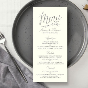 Marfim chique do molde do menu do casamento da