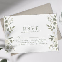 Marfim e Salvia Elegante RSVP de Casamento Floral