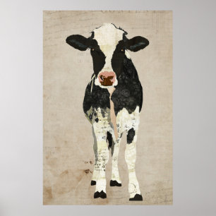 Marfim & poster preto da arte da vaca