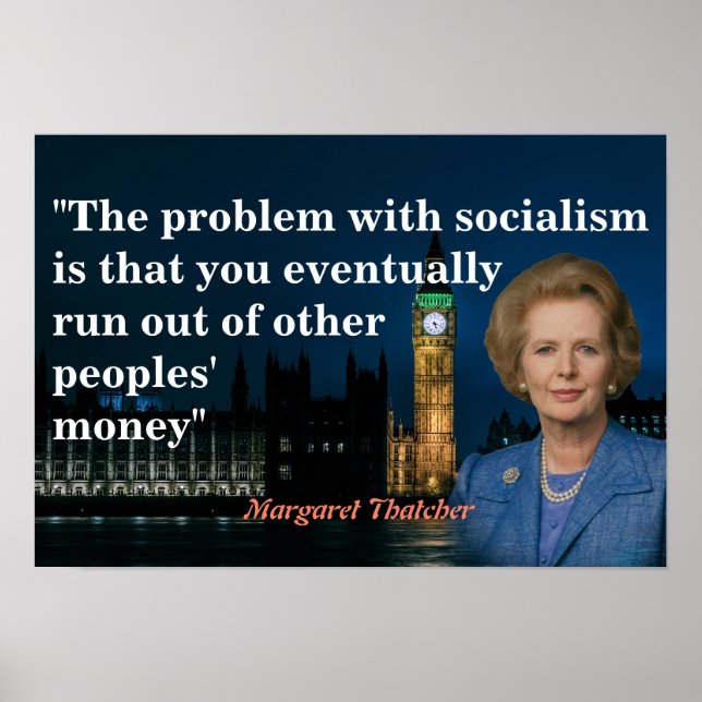 Margaret Thatcher Citação sobre o Poster do Social (Frente)