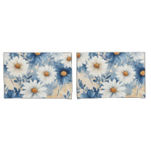 Margarida Aquarela Azul e Branco