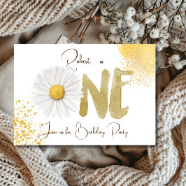 Margarida Aquarela Primeiro Convite de Aniversário