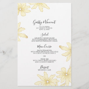 Margaridas amarelas que Wedding o menu