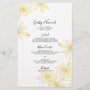 Margaridas amarelas que Wedding o menu