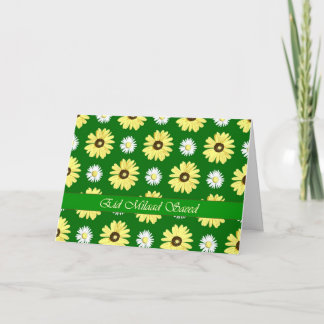 Margaridas árabes do aniversário no cartão verde