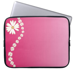 Margaridas na capa para computador portátil rosa