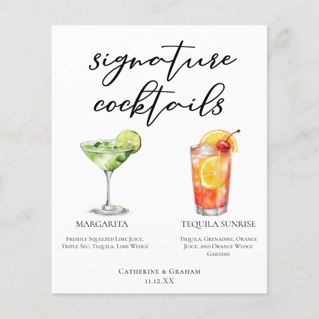 Margarita Tequila Sunrise Menu Cocktails (Frente)