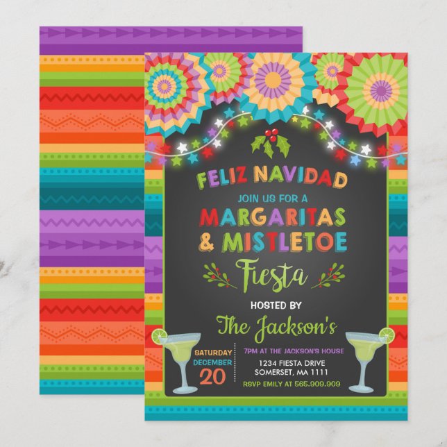Margaritas e Mistletoe Holiday Party Convite (Frente/Verso)