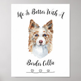 Margem Difundida Collie Watercolor Wall Art Poster