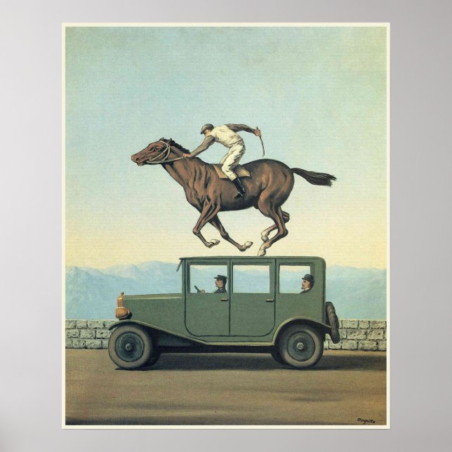 MARGRITTE HORSE RACING CAR Poster de Belas Artes (Frente)