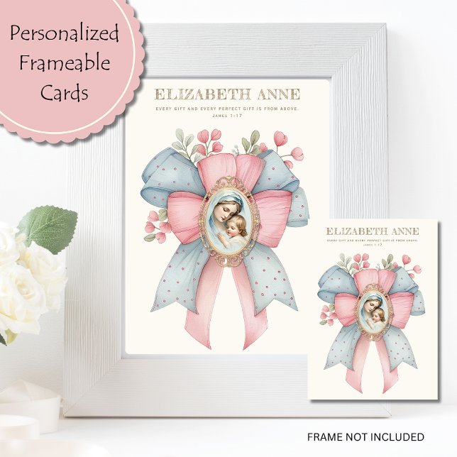 Maria Católica e Jesus Bebê Escritura Floral (What a wonderful gift! )