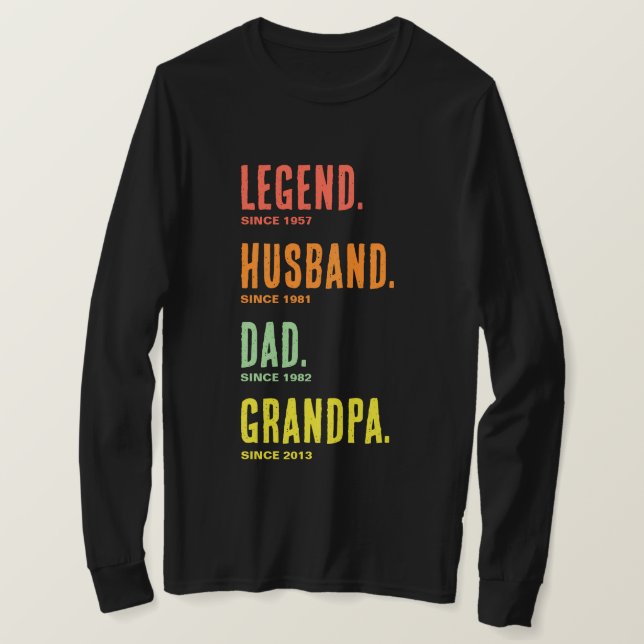 Marido Lendário Pai Avô Desde Camisa Manga Longa (Frente do Design)
