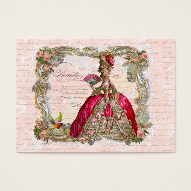 Marie Antoinette em Rosa Quente com Rosas Rosa (Frente)