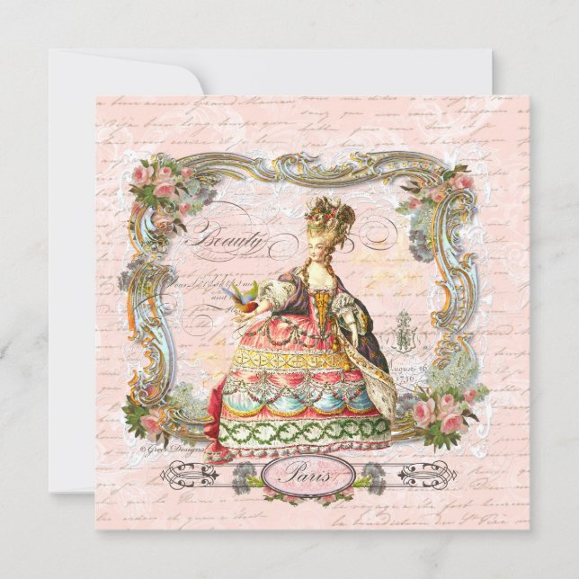 Marie Antoinette French Script e Roses Rosa (Frente)