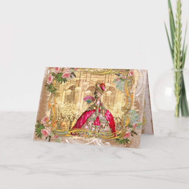 Marie Antonette Versailles Cartões de Partido Rosa (Frente)