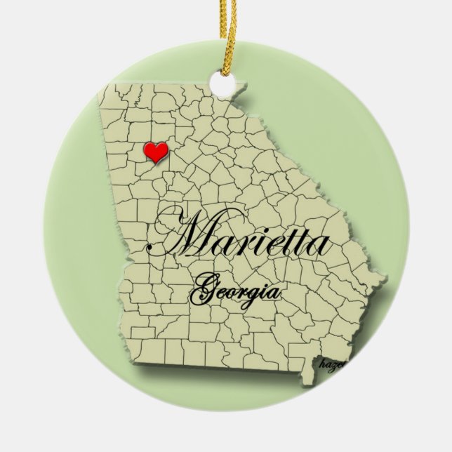 Marietta, Geórgia. Mapa, enfeites de natal (Frente)