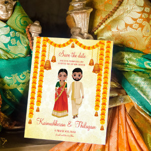 Marigold garlands sinos Tamil Telugu salvar a data