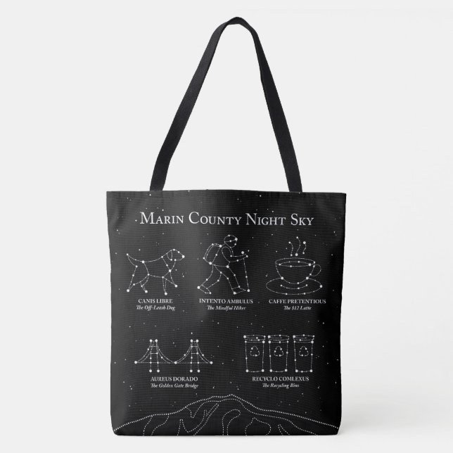 Marin County Night Sky Grande Tote Preto  (Frente)