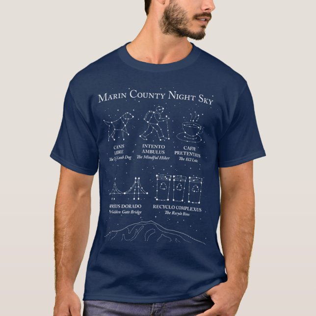 Marin County Night Sky T-Shirt Navy Blue (Frente)