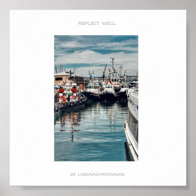 Marina Harbor Barcos Refletem Bem Poster (Frente)