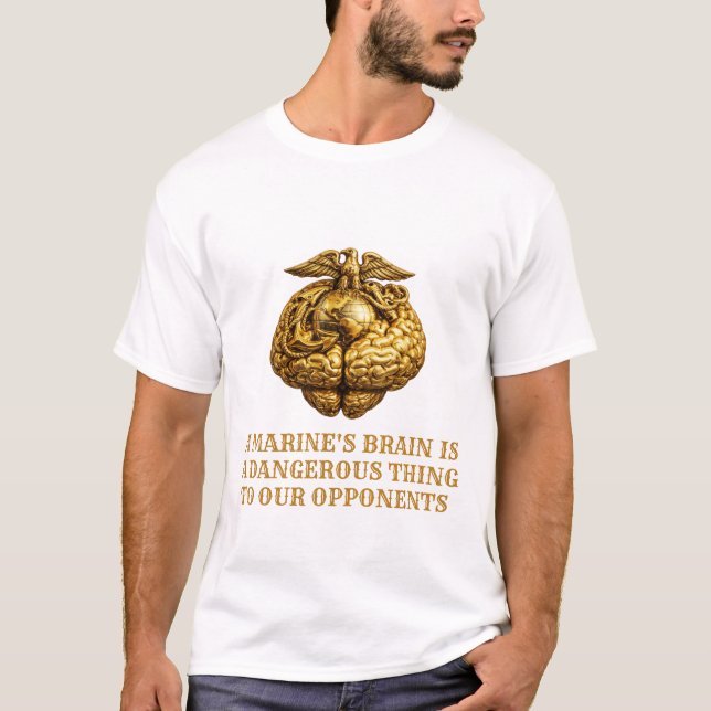Marine Brain Power Dangerous Mind Military T-shirt (Frente)
