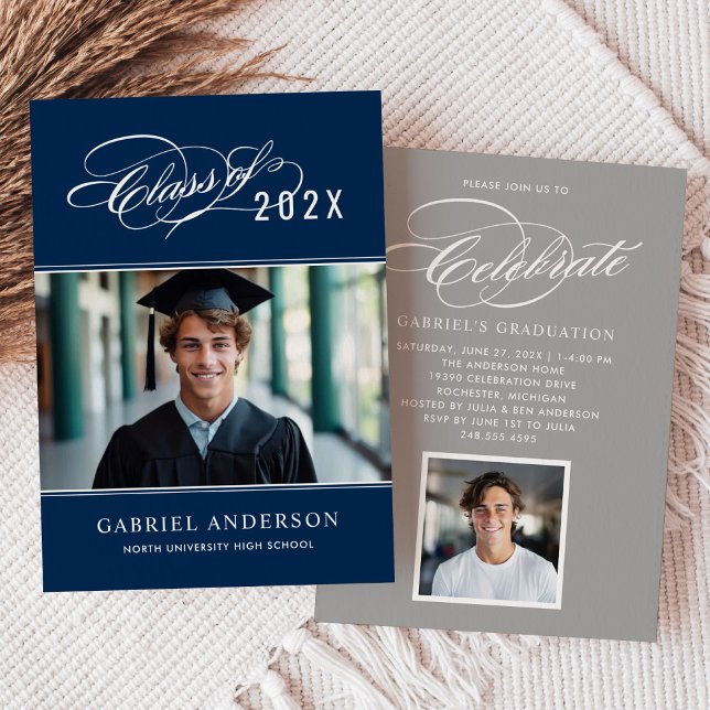 Marinha Classe de 2026 Foto de Caligrafia Convite  (Criador carregado)