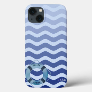 Marinheiro Náutico Listras Ondas Azul-Marinho