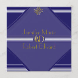 Marinho Art Deco Posh Casamento Convite