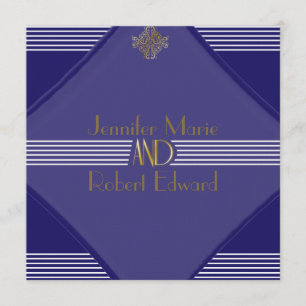 Marinho Art Deco Posh Casamento Convite