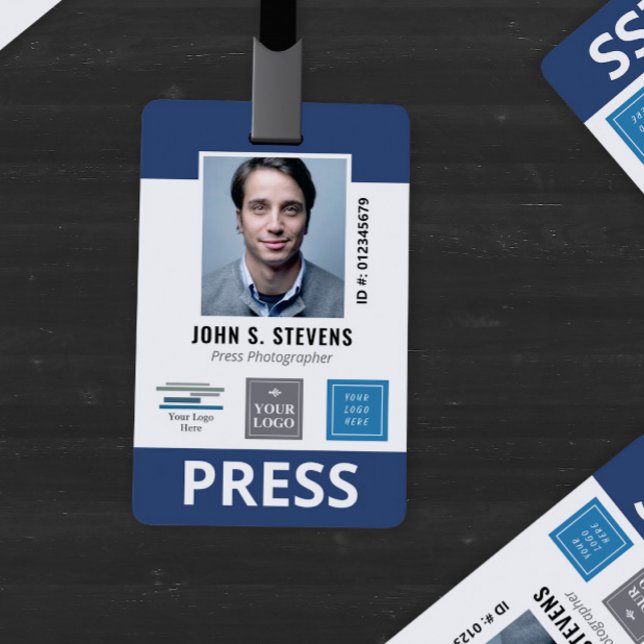 Marinho azul 3 Logotipos para impressão Crachá par (Criador carregado)