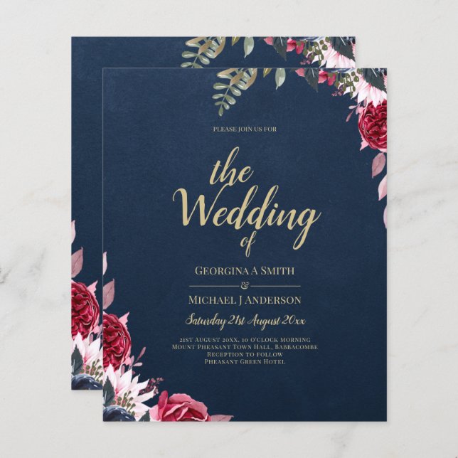 Marinho Azul Berry Floral Burgundy Fall (Frente/Verso)