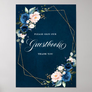Marinho Azul Blush - Sinal Geométrico Poster de Gu